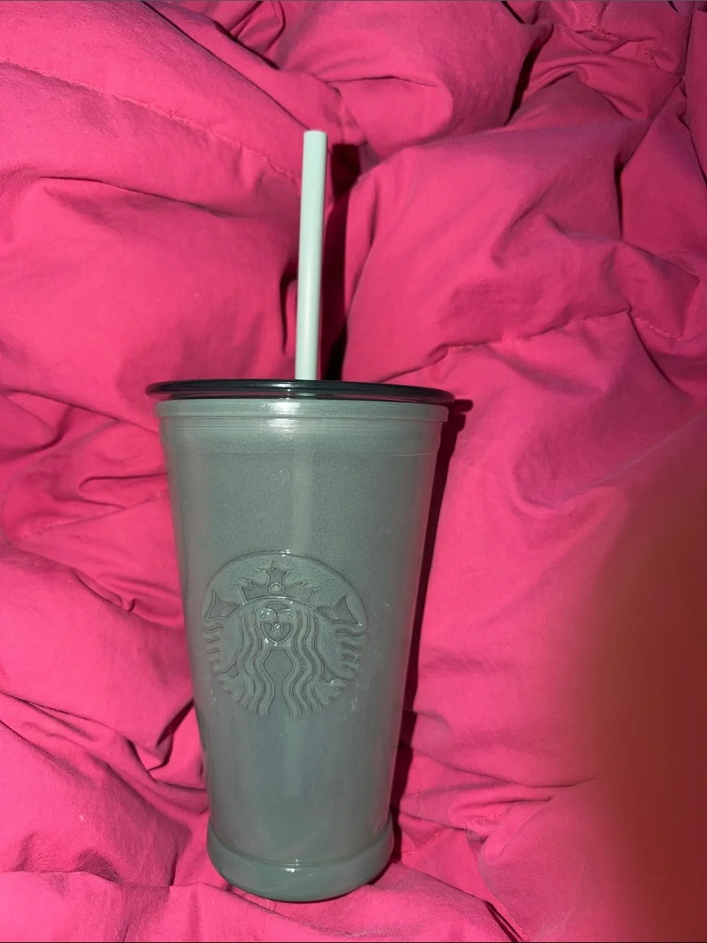 Starbucks Gray Reusable Cold Cup with White Straw